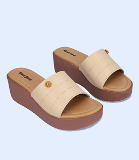 BW8322-FAWN-Women Platform Slippers