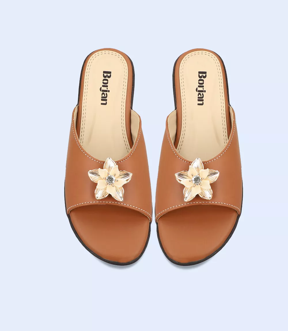 BW9198-TAN-Women Casual Slipper