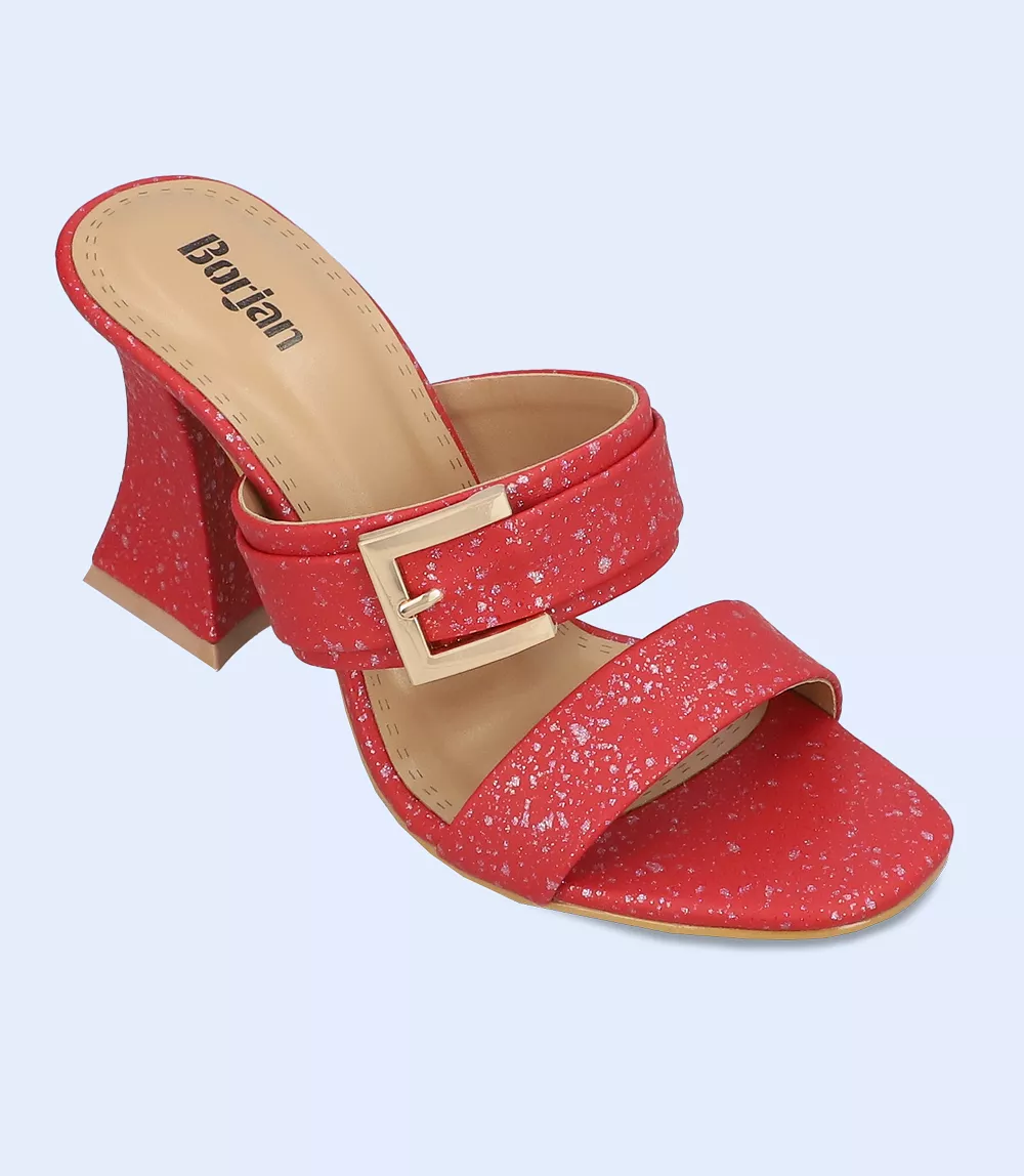 BW9349-MAROON-Women Casual Slipper Heels