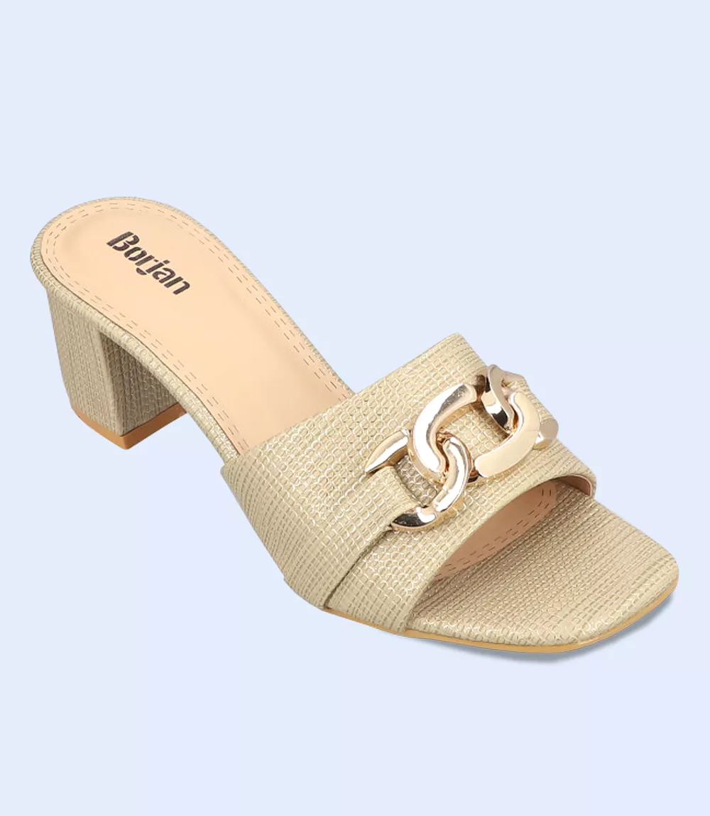 BW9351-GOLDEN-Women Casual Slipper Heels