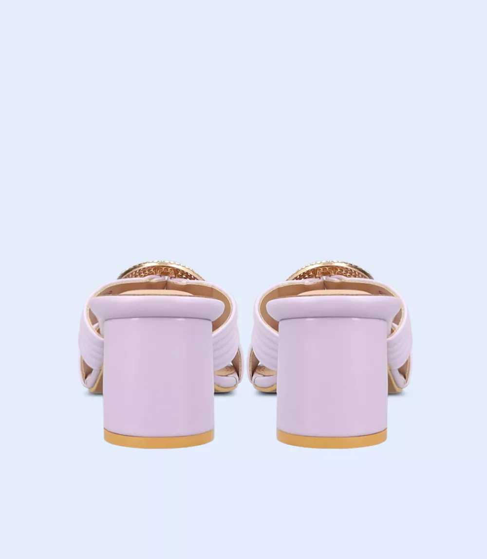 BW9363-LILAC-Women Casual Slipper Heels