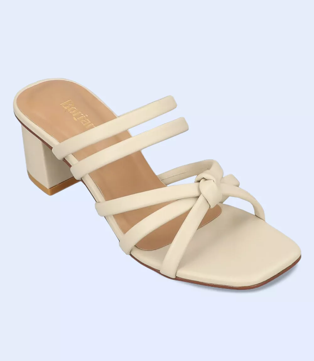 BW9364-IVORY-Women Casual Slipper Heels