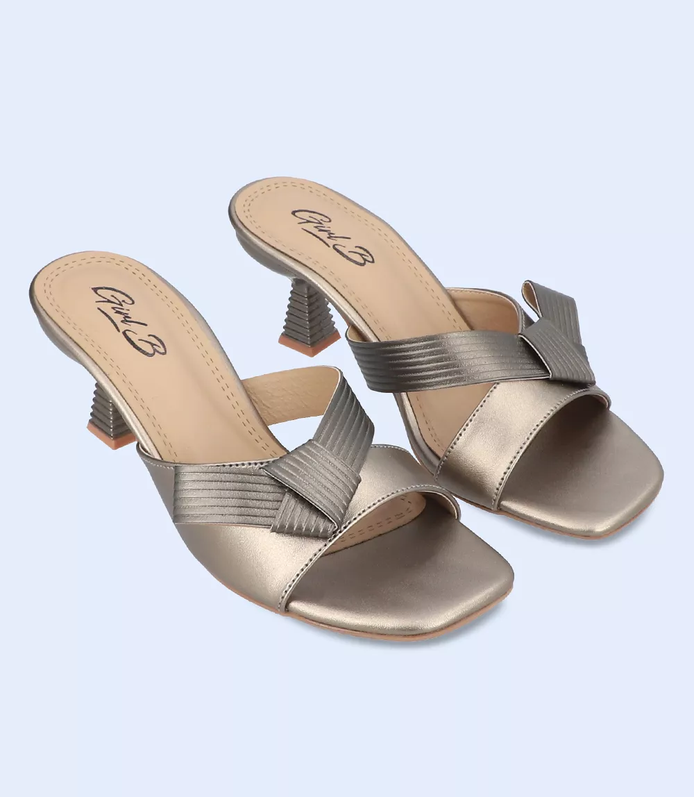 BW9372-GUN METAL-Women Casual Slipper Heels