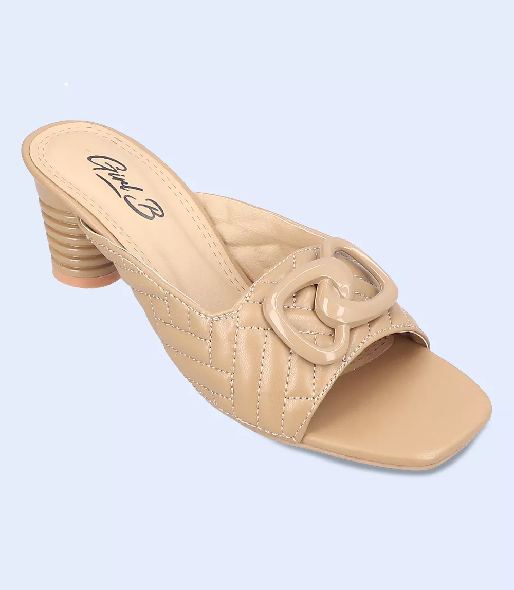 BW9373-BROWN-Women Casual Slipper Heels