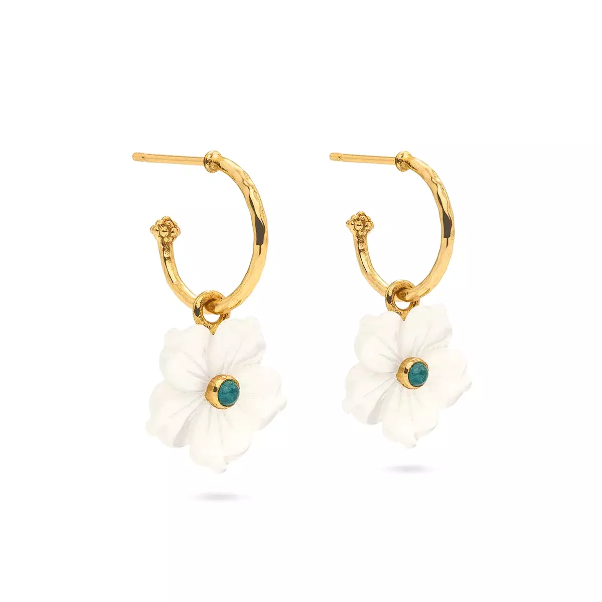 Capucine de Wulf Mermaid Garden Hoop Earrings with Flower Charm - MOP