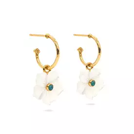 Capucine de Wulf Mermaid Garden Hoop Earrings with Flower Charm - MOP