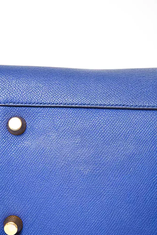 Celine Blue Leather Belt Top Handle Bag With Detachable Strap