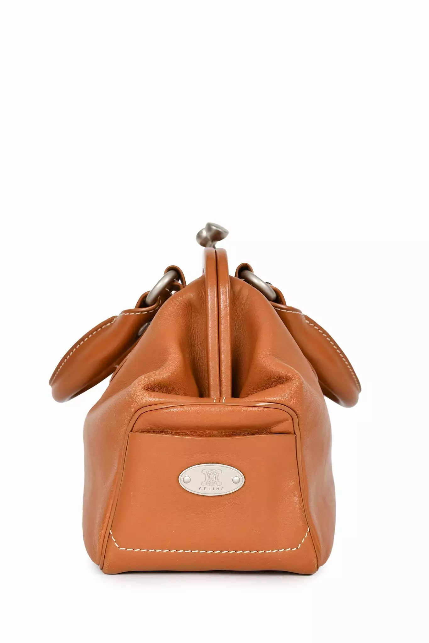 Celine Brown Leather Vintage 'Boogie' Top Handle Bag