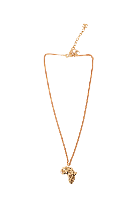 Chanel Gold Tone Africa Map Pendant Necklace