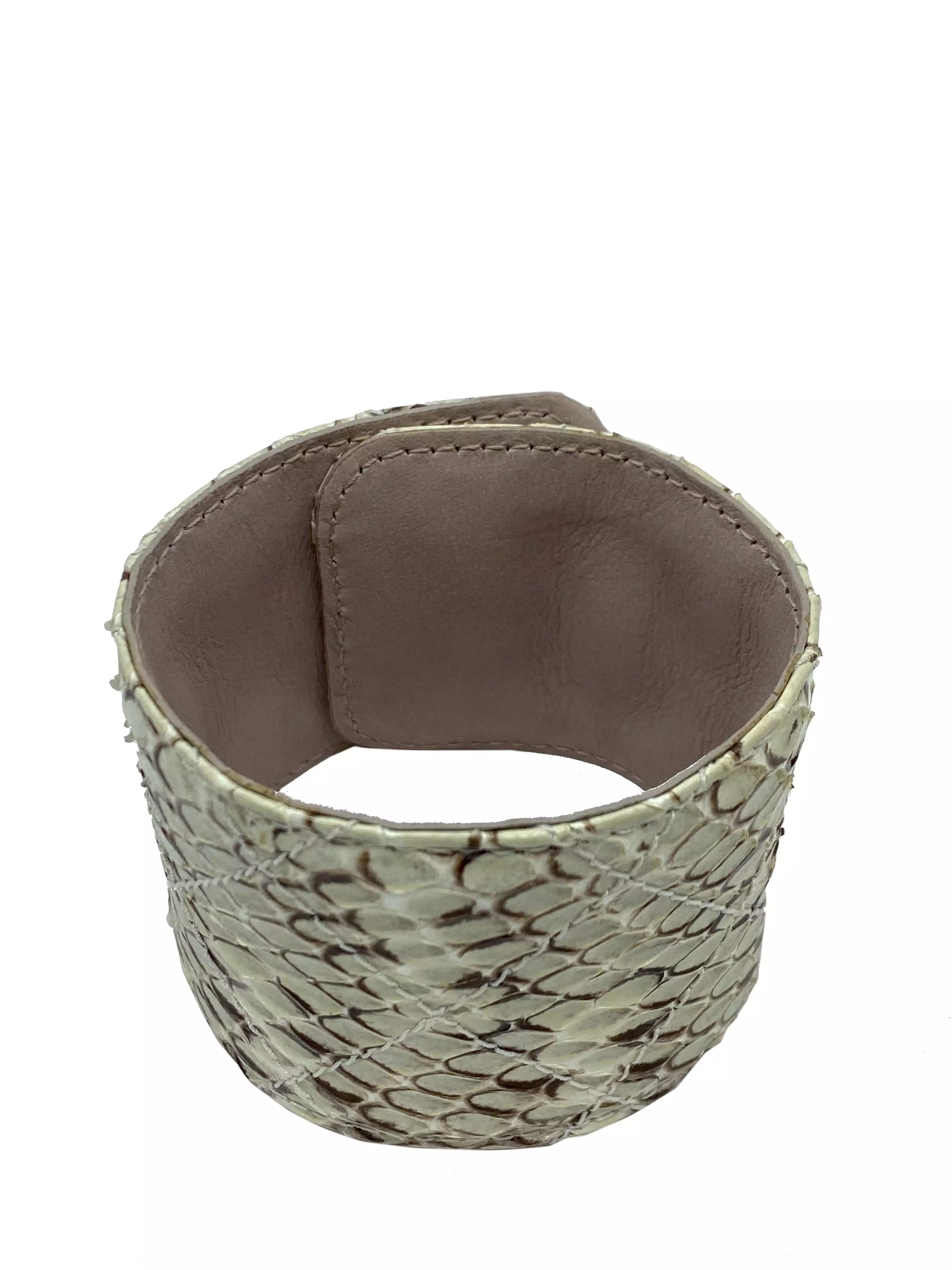 Chanel Python Snakeskin CC Logo Cuff Bracelet