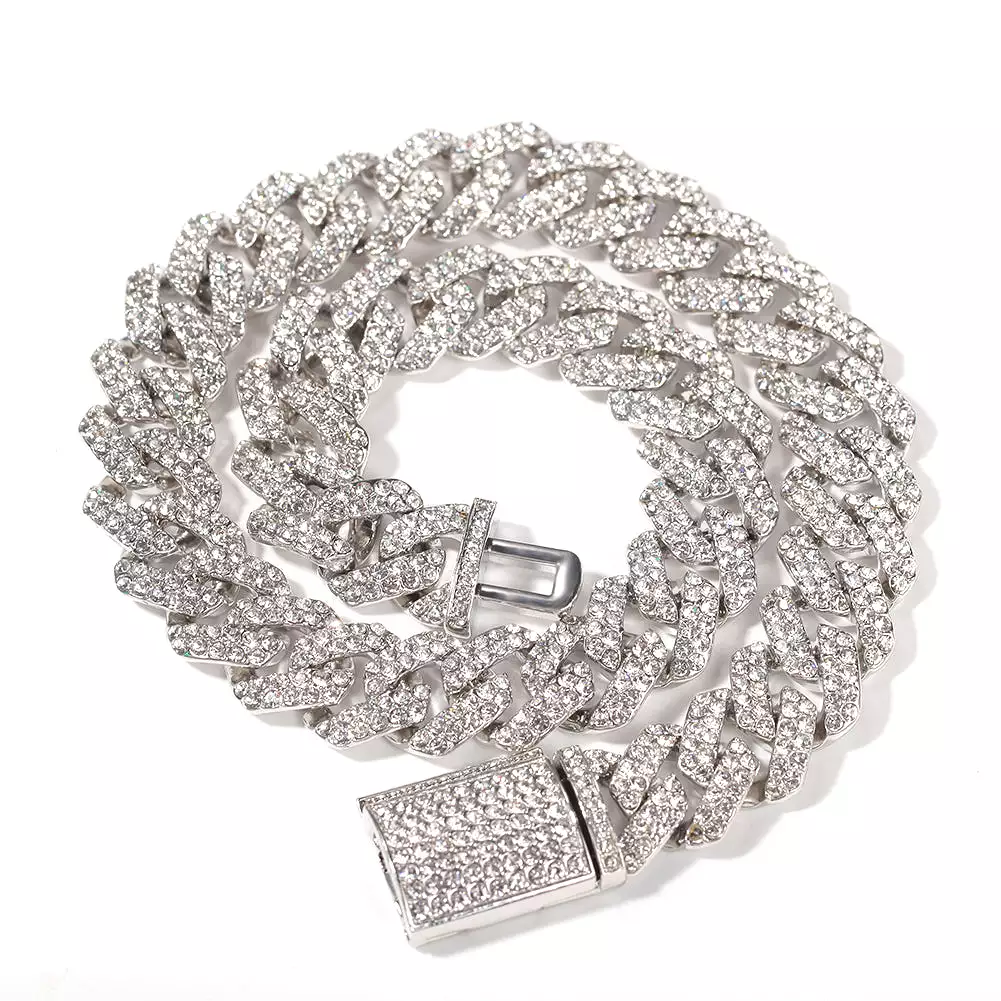 Charm Link Chain Necklace Bracelet Set for Men And Women Jewelry - Silver Colour