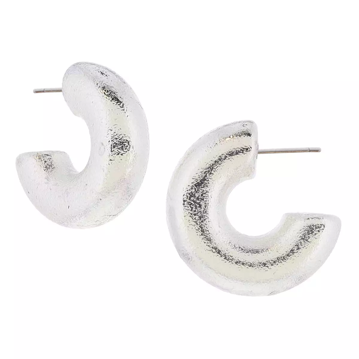 Chunky Textured Silver Hoop Earrings