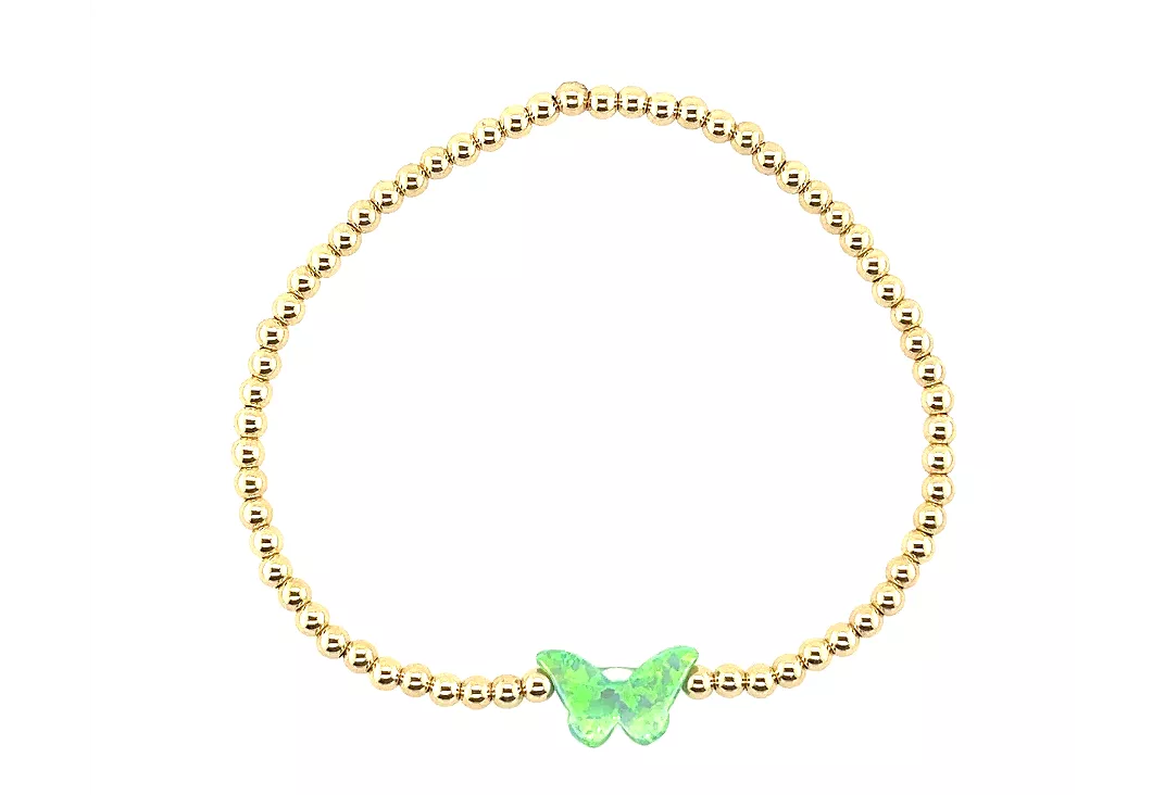 Classic Ball Bead Butterfly Charm Bracelet