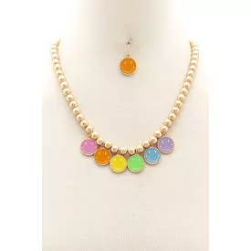 Colorful Happy Face Ball Bead Necklace