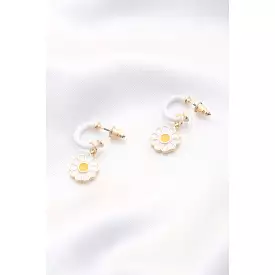 Daisy Charm Open Circle Earring