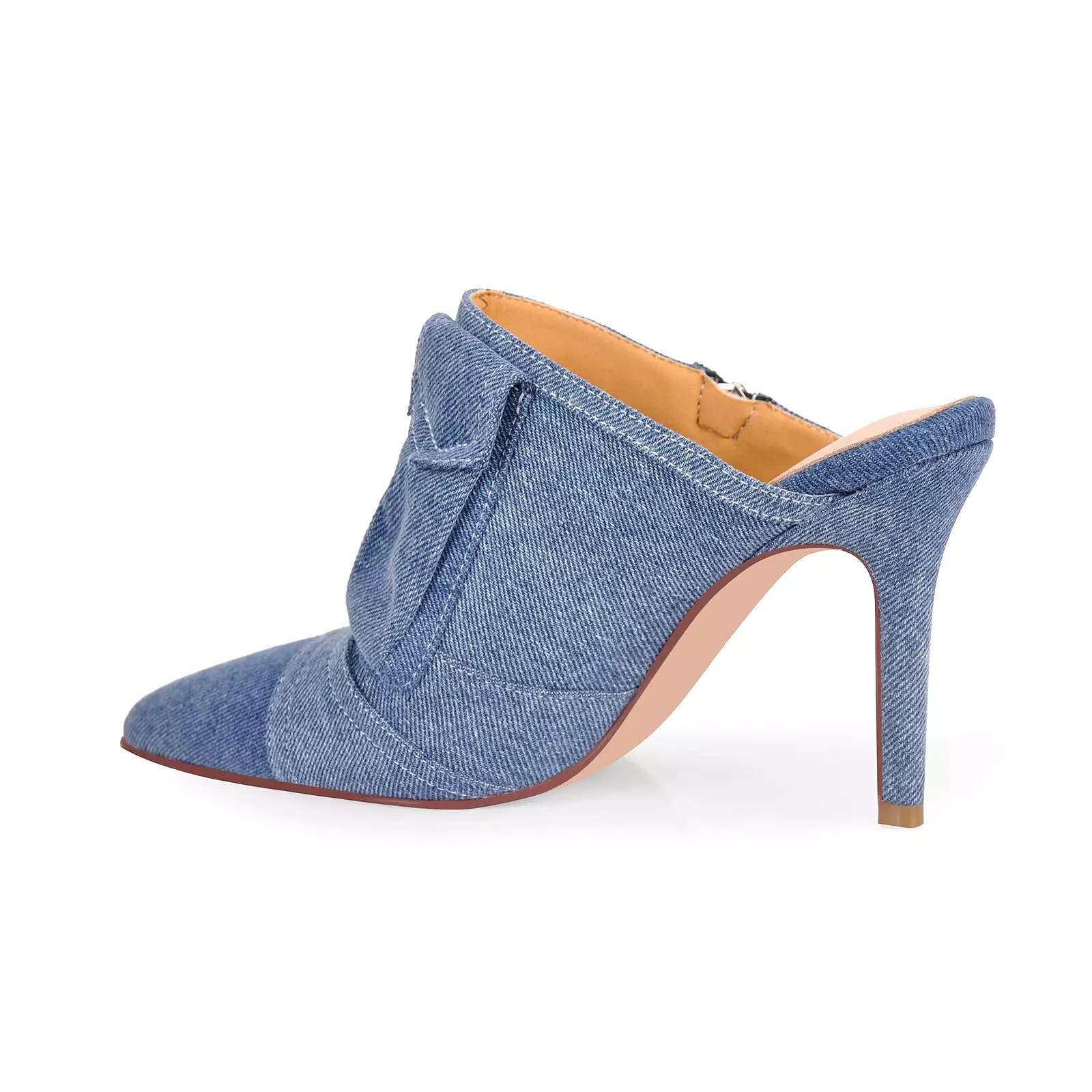 Denim Pointed Toe Stiletto Mules Sandals