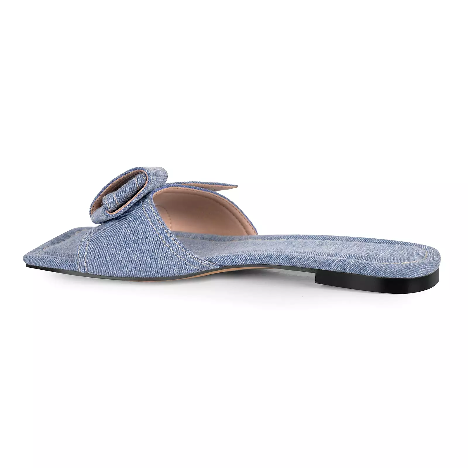 Denim Square Toe Sandals Flats