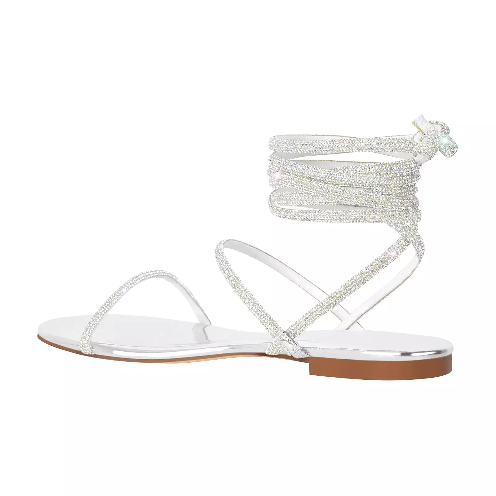 Diamante Lace up Flat Sandals