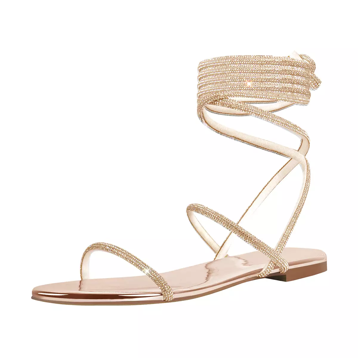 Diamante Lace up Flat Sandals