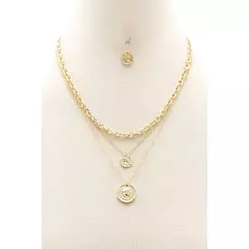 Double Coin Charm Layered Necklace