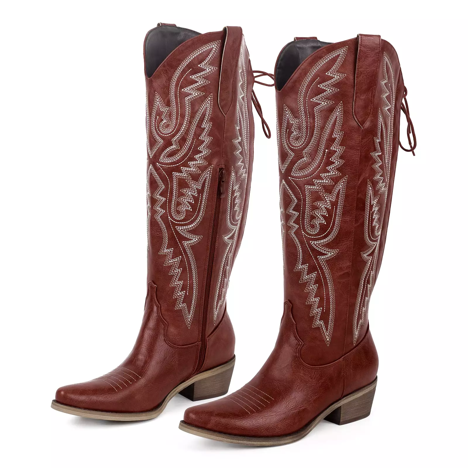 Embroidery Knee High Western Boots