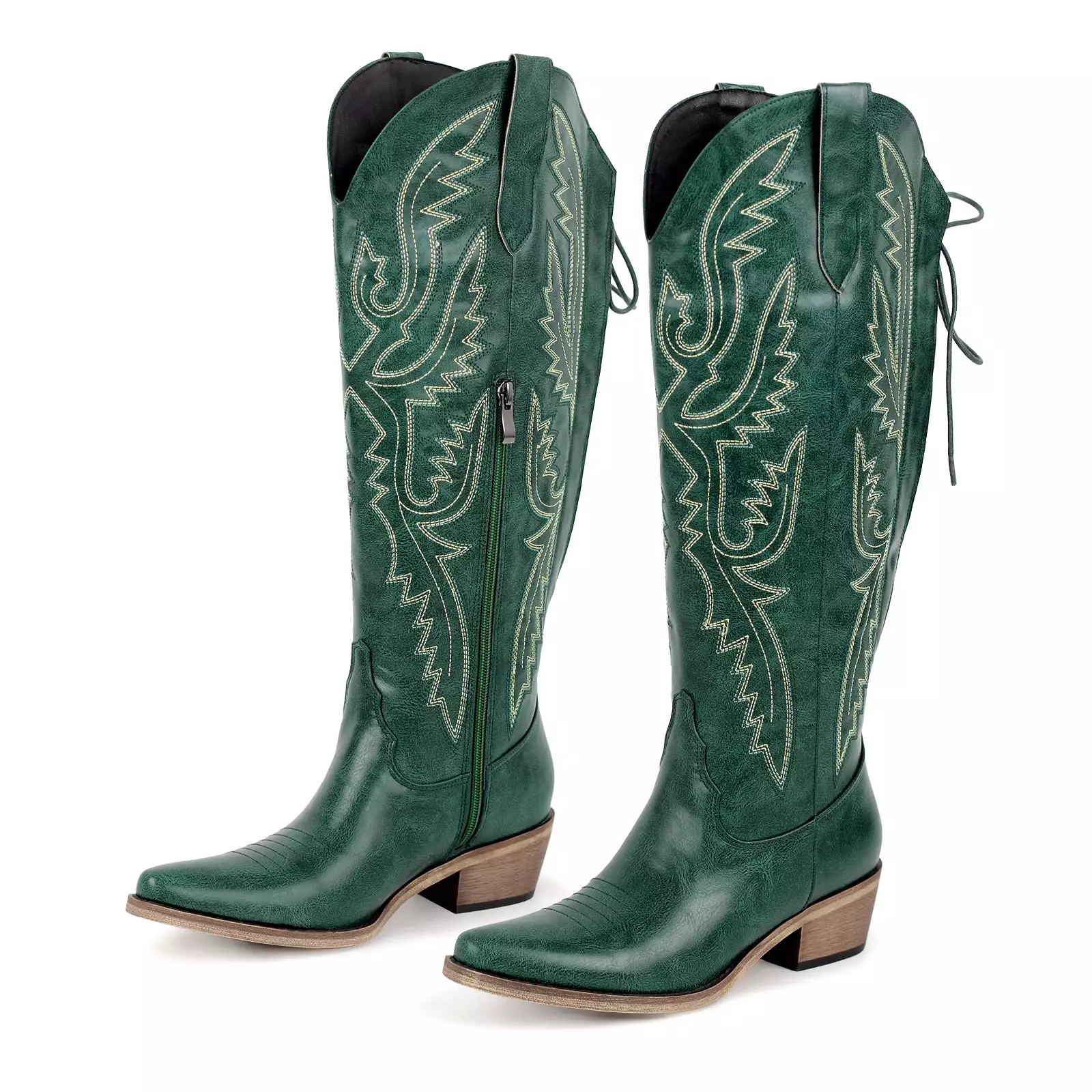 Embroidery Knee High Western Boots