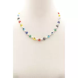 Evil Eye Pearl Bead Necklace