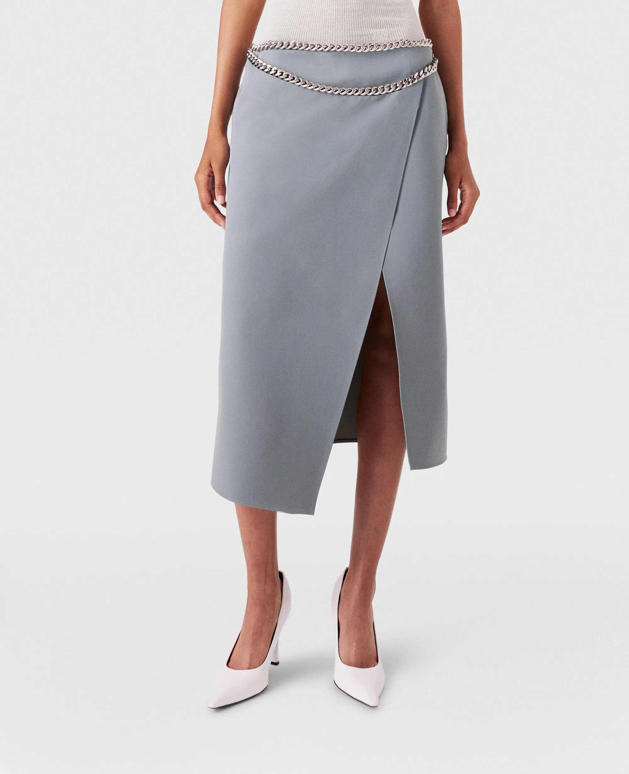 Falabella Chain Wool Midi Skirt