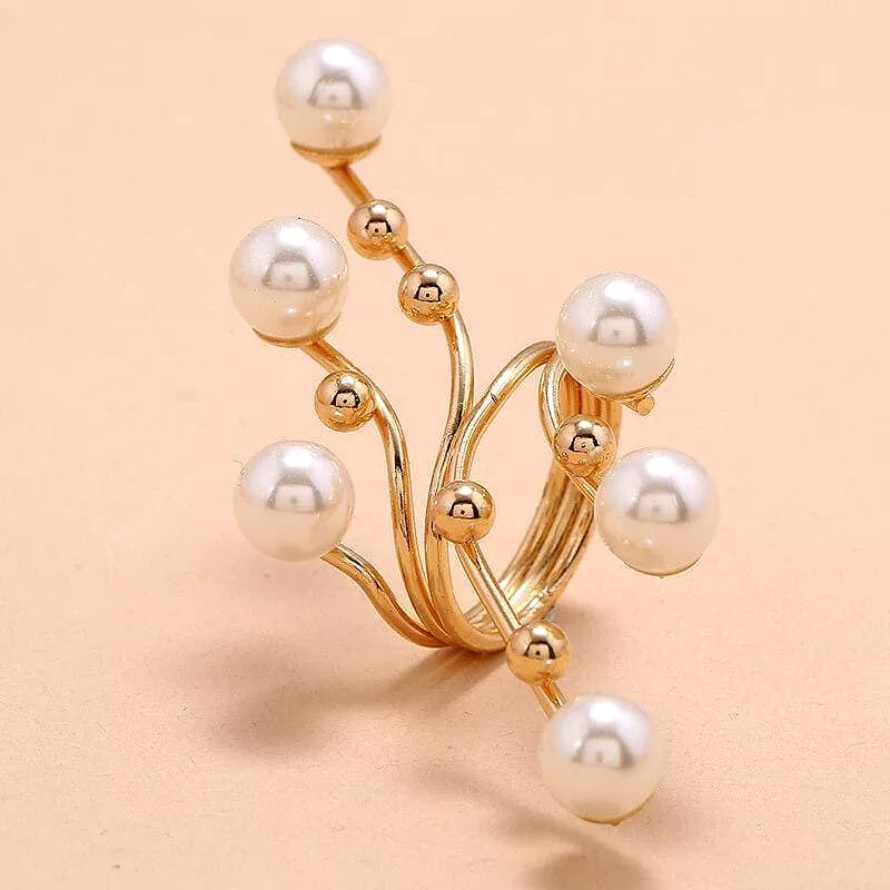 Faux Pearl Geometric Rings