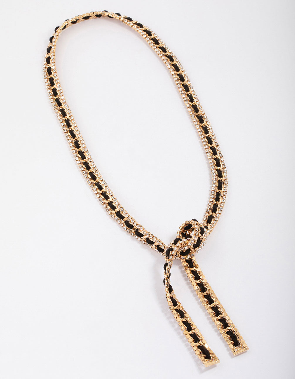 Gold & Black Leather Wrap Necklace