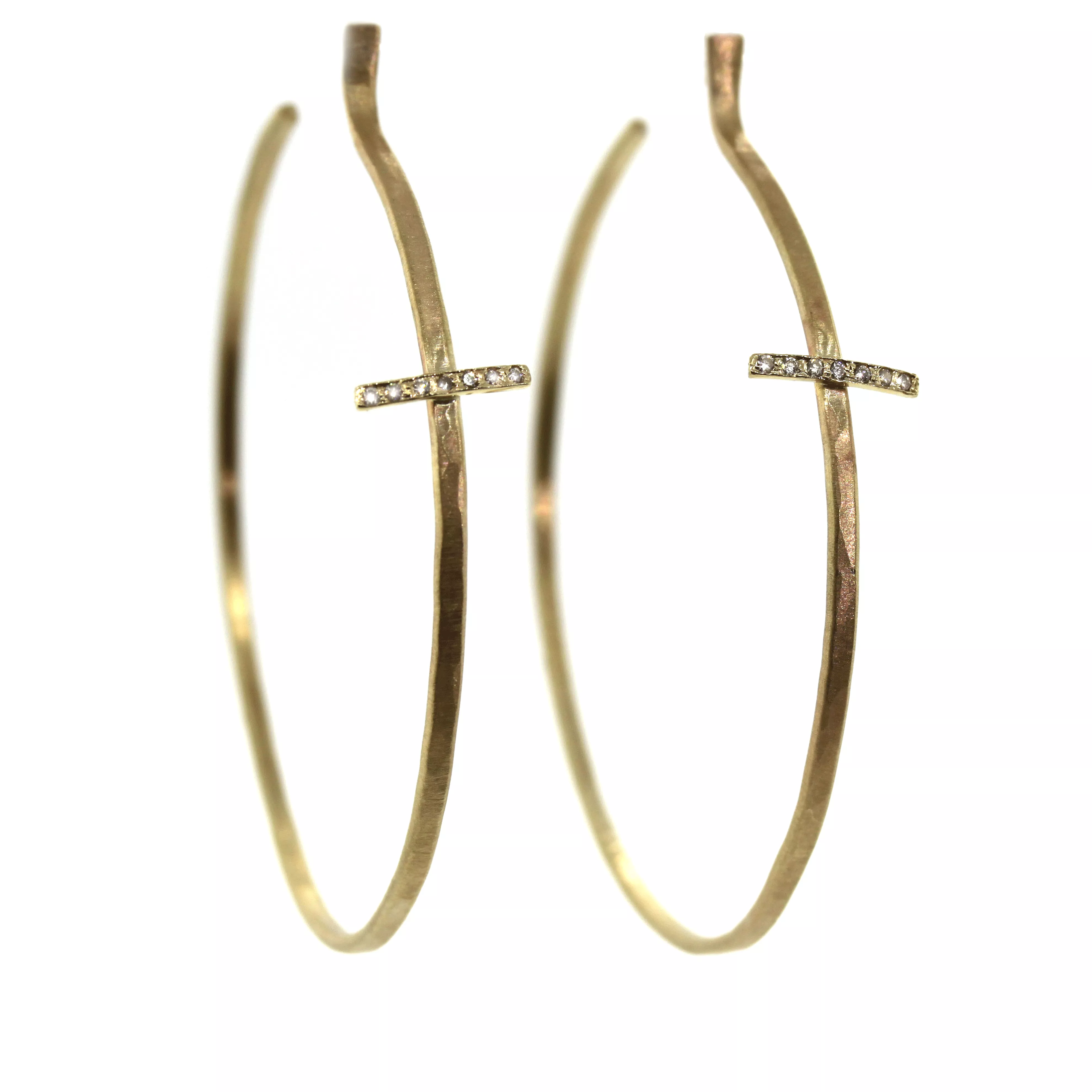 Gold & Diamond Cross Hoops