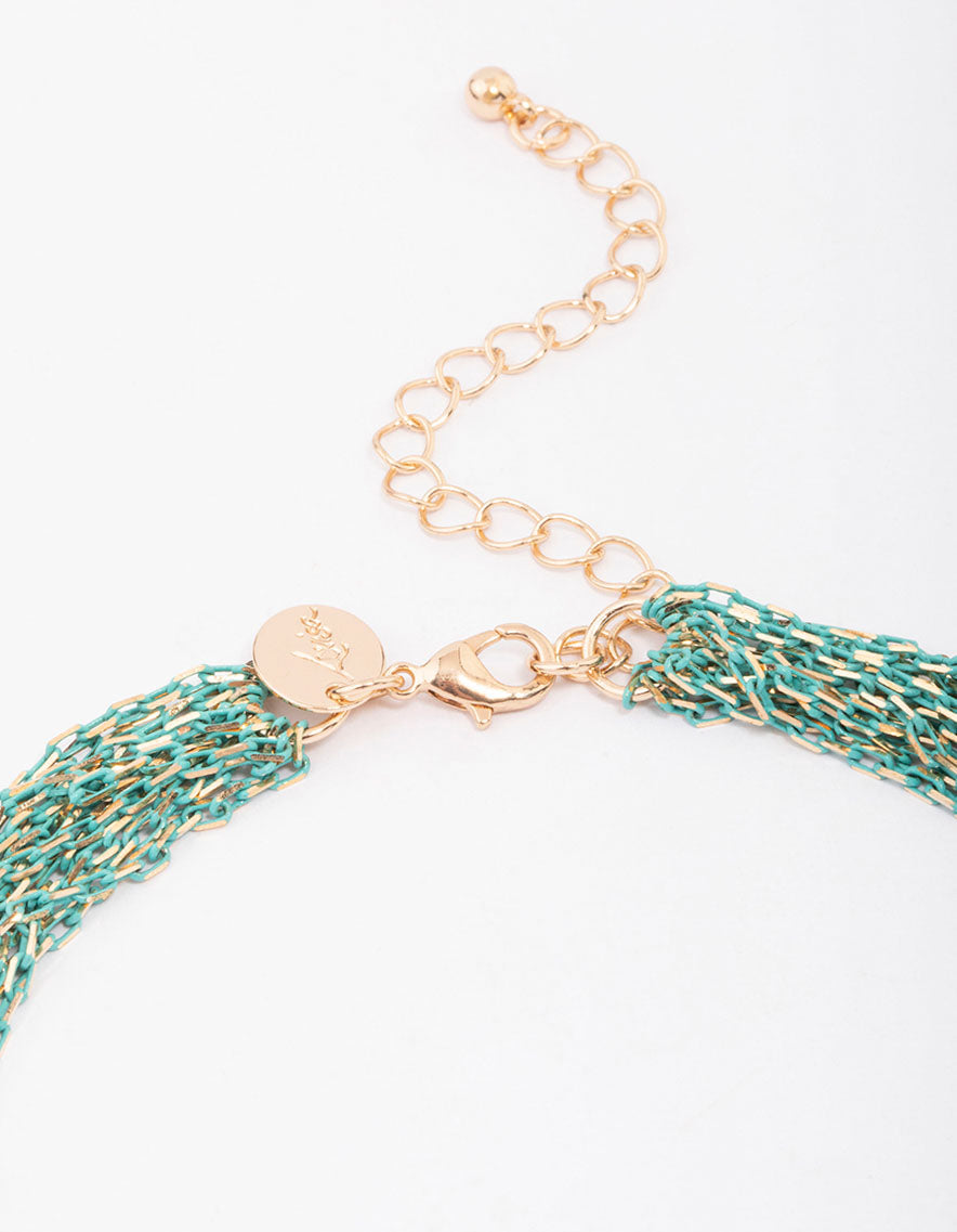 Gold & Green Layered Chain Necklace