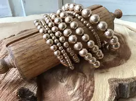 Gold 7 Layer Metal Ball Stretch Bracelet Set