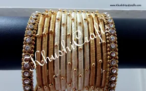 Gold and Cream Silk Bangles