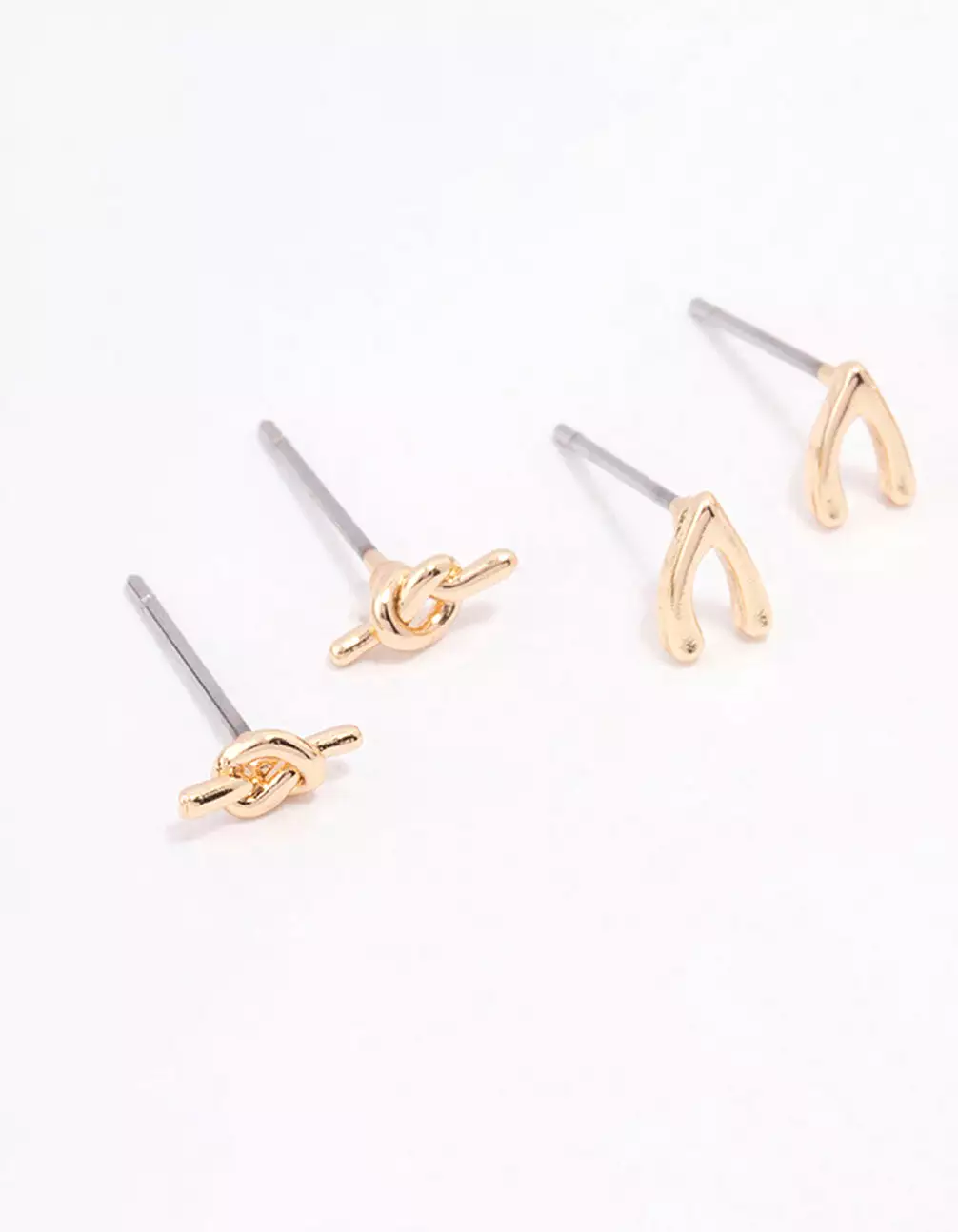 Gold Cubic Zirconia Mixed Charm Stud Earrings 3-Pack