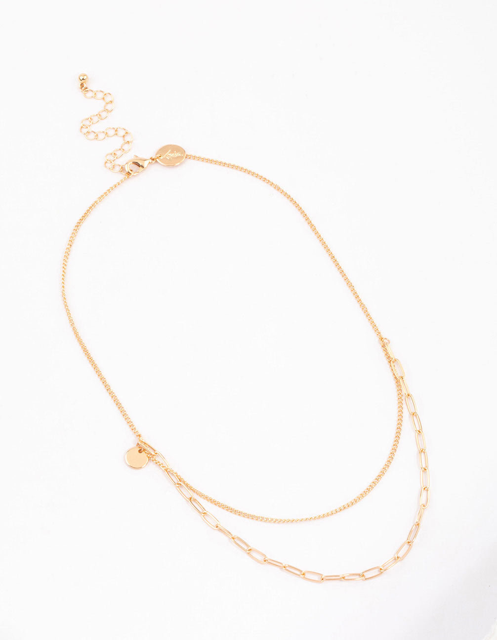 Gold Curb & Cable Layered Necklace