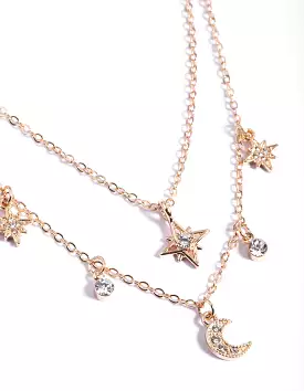 Gold Diamante Celestial Statement Necklace