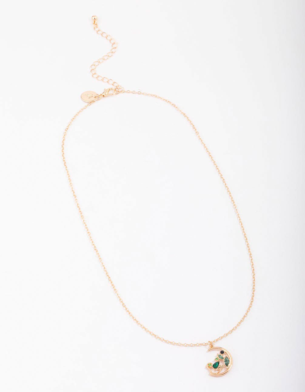 Gold Diamante Moon Celestial Pendant Necklace