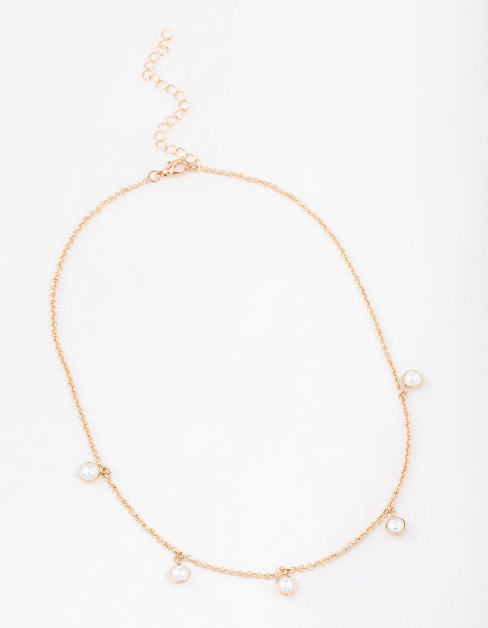 Gold Encased Pearl Droplet Necklace