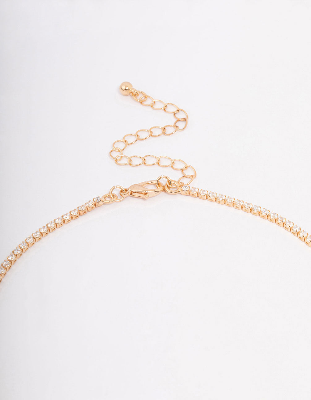 Gold Fine Ribbon Cubic Zirconia Lariat Necklace