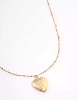 Gold Heart Locket Necklace