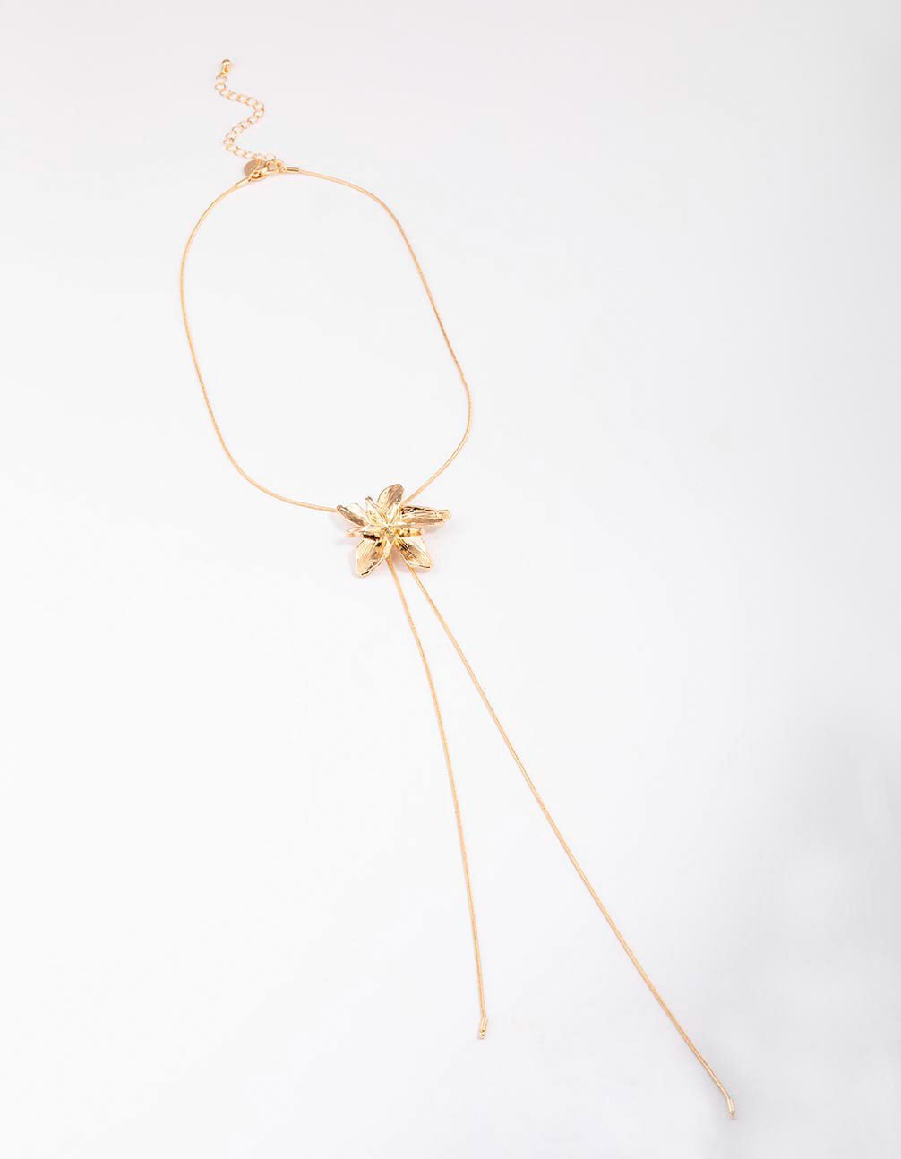 Gold Metal Flower Bolo Necklace