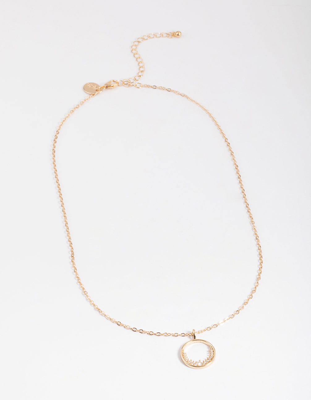 Gold Open Semi Diamante Circle Necklace