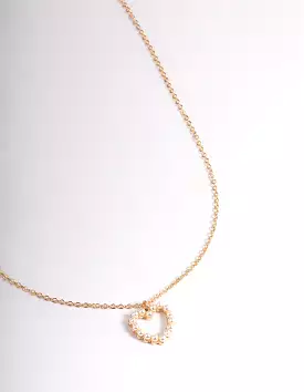 Gold Pearl Heart Necklace