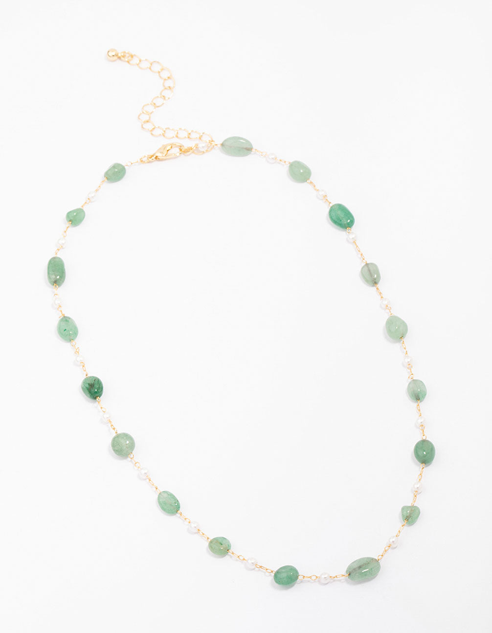 Gold Plated Alternating Semi-Precious Stone Chain Necklace