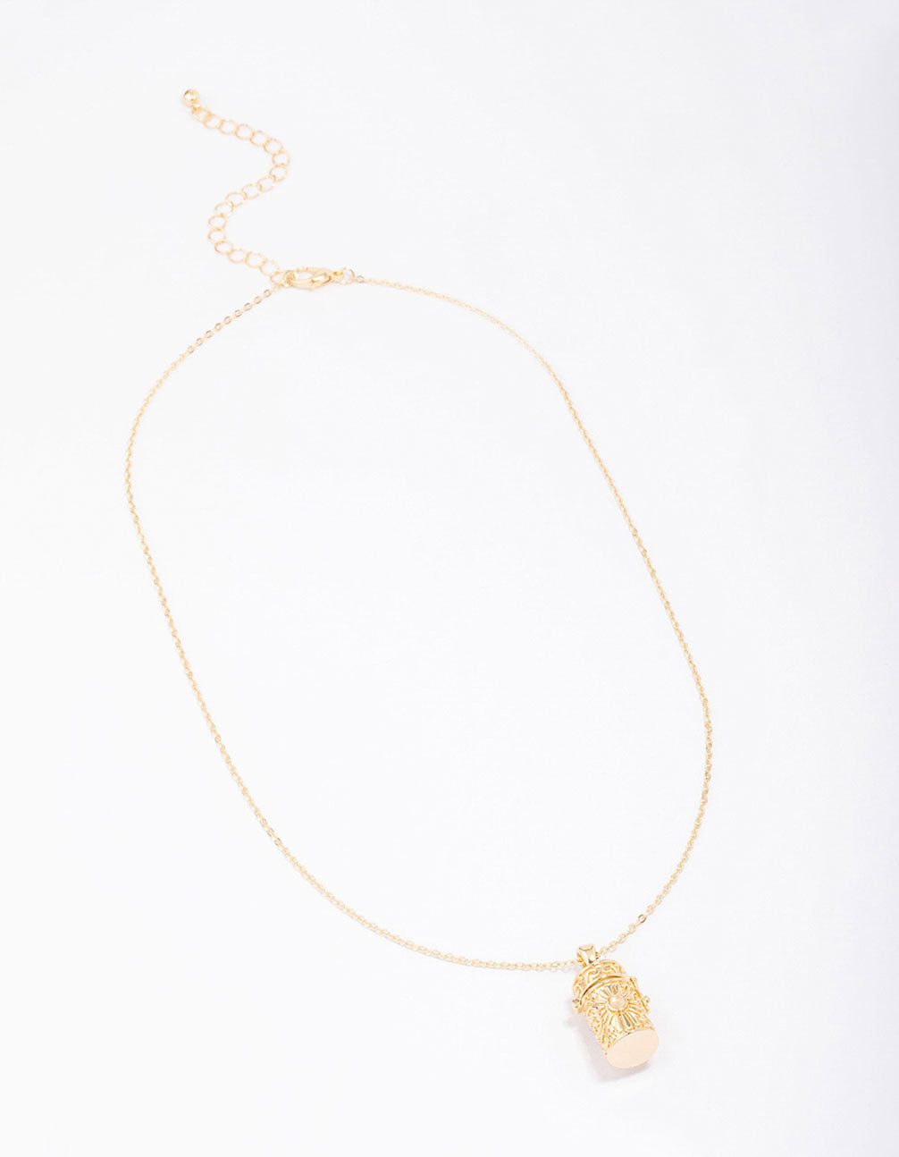 Gold Plated Barrel Pendant Necklace