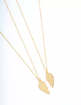 Gold Plated Best Friend Heart Pendant Necklace Pack