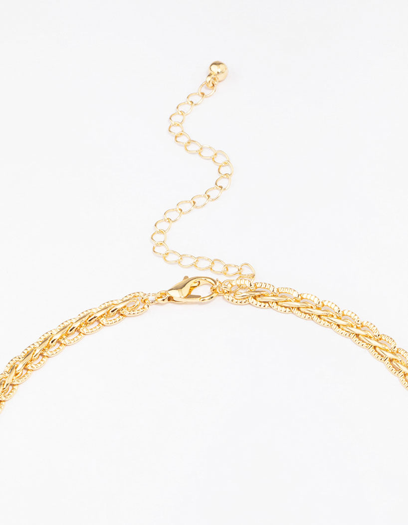 Gold Plated Braided Chain Necklace