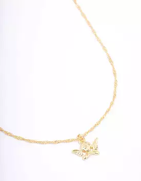 Gold Plated Cherub Twisted Chain Pendant Necklace