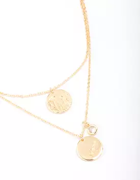 Gold Plated Coin Layered Necklace